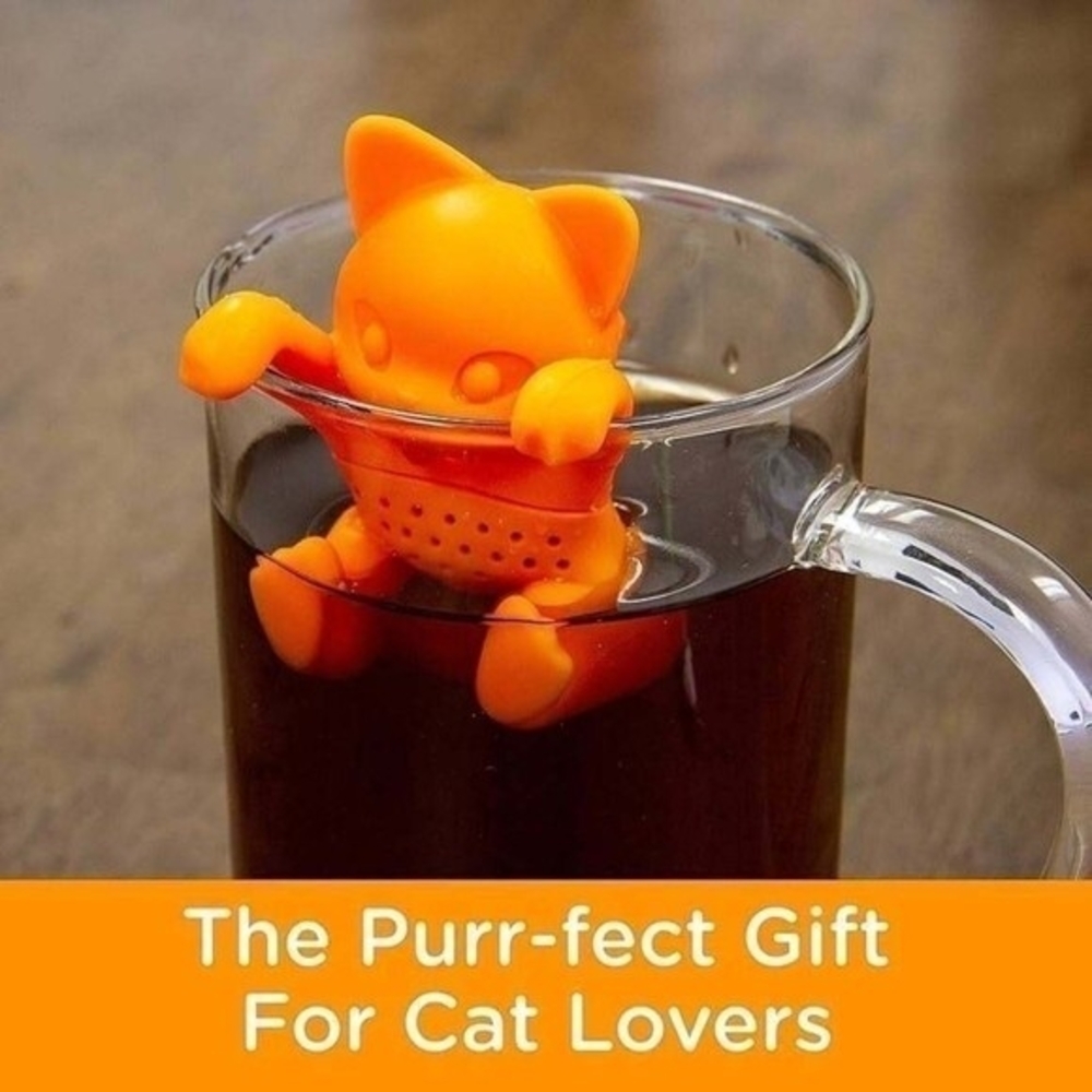 Gama-Go Cute Cat Silicone Tea Infuser Orange Loose Leaf Steeper Reusable NIB